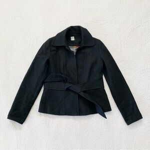 J. Crew Women's Herringbone Wool Wrap Blazer Jacket, Black
